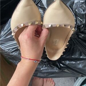 Valentino Cream Studded Flats